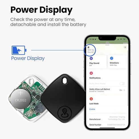 مكتشف المفاتيح، محدد موقع تعقب البلوتوث، يعمل مع Apple Find My (iOS فقط)، مكتشف العناصر الذكية مع سلسلة مفاتيح، محدد موقع العناصر الذكي للمفاتيح، الحقائب، الأمتعة، الحيوانات الأليفة، البطارية متضمنة (عبوة واحدة باللون الأسود) in Kuwait