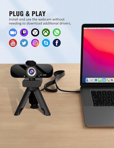 كاميرا ويب بدقة 1080 بكسل مزودة بميكروفون، وكاميرا كمبيوتر من النوع C للمؤتمرات والكمبيوتر المحمول/الكمبيوتر الشخصي in Kuwait