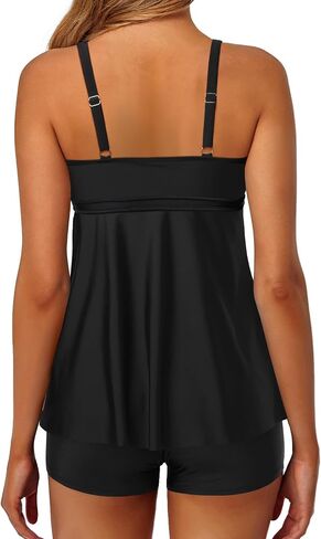 Yonique Two Piece Tankini Bathing Suits for Women Tummy Control Swimsuits with Boy Shorts Modest Swimwear in Kuwait