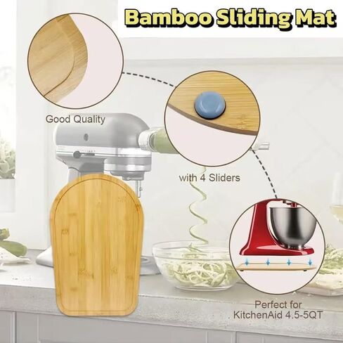 Bamboo Mixer Slider Compatible with Kitchen aid 4.5-5 Qt, Appliance Slider for Tilt Head Kitchen aid Stand Mixer, Kitchen Countertop Storage Mover Sliding Tray for Kitchen aid 4.5-5 Qt in Saudi Arabia