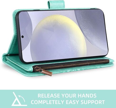 Asuwish Phone Case for Samsung Galaxy S24 Plus S24+ 5G Wallet Cover with Tempered Glass Screen Protector and Flip Credit Card Holder Stand Cell Accessories S24plus 24S + S 24 24+ Women Men Dark Green in Saudi Arabia