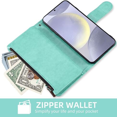 Asuwish Phone Case for Samsung Galaxy S24 Plus S24+ 5G Wallet Cover with Tempered Glass Screen Protector and Flip Credit Card Holder Stand Cell Accessories S24plus 24S + S 24 24+ Women Men Dark Green in Saudi Arabia