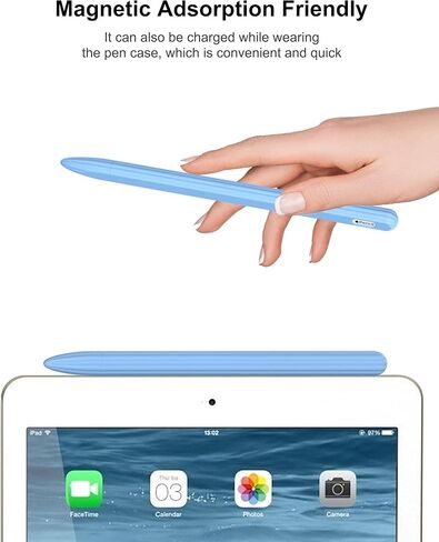 Slim Silicone and Full-Body Shockproof Pencil Cover for Apple Pencil, Anti-Slip Protective Pencil Holder Sleeve with 2 Nibs Compatible with Apple Pencil 2nd Generation (Blue) in Kuwait