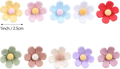 10 قطعة من دلايات الزهور لإكسسوارات حقيبة بوج، 1 بوصة/2.5 سم إدراج مرفق زهرة لتزيين حقيبة حمل الشاطئ المطاطية in Kuwait