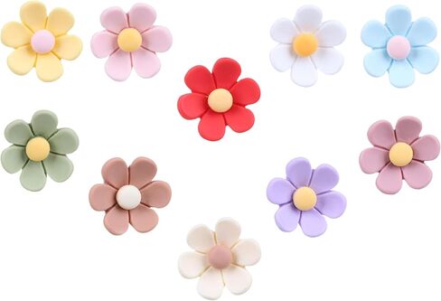 10 قطعة من دلايات الزهور لإكسسوارات حقيبة بوج، 1 بوصة/2.5 سم إدراج مرفق زهرة لتزيين حقيبة حمل الشاطئ المطاطية in Kuwait