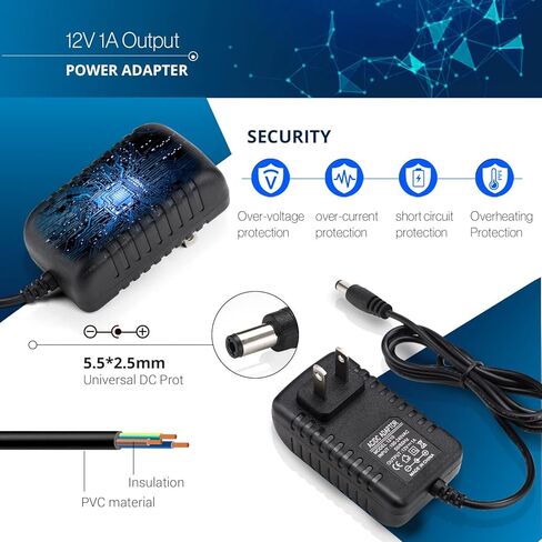 5V 2A Power Adapter, DC 5V 10W Switching Power Supply, AC 100V-240V to DC 5 Volt 2 Amp Universal Switching Transformer, AC/DC Wall Plug 5.5x2.5mm & 5.5x2.1mm Plug for Router, CCTV Camera in Kuwait