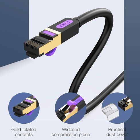 VENTION Cat 7 Ethernet Cable RJ45 FTP cat7 Gold Plated High Speed Gigabit 10Gbps Shielded, and Compatible Patch Cord LAN Cable for Gaming, Computers, Modem and Routers in Saudi Arabia