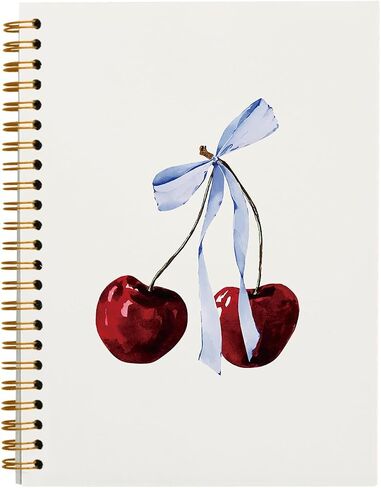 Trendy Coquette Pink Bow Cherry Notebook, Preppy Aesthetic Journal Notebook for Note Taking Work, Coquette School Supplies, College Ruled Hardcover Spiral Notebook 5.5 x 8.3 in Saudi Arabia