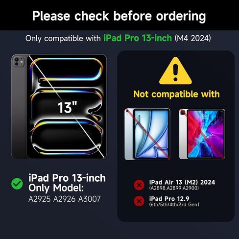 HOU iPad Pro 13 inch Case 2024 with Keyboard (M4), iPad Pro 13 inch Keyboard with Multi-Touch Trackpad, 7 Colors Backlight, Easy-Set Magnetic Stand Bluetooth Keyboard for iPad Pro 13 M4-Black in Saudi Arabia