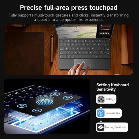 HOU iPad Pro 13 inch Case 2024 with Keyboard (M4), iPad Pro 13 inch Keyboard with Multi-Touch Trackpad, 7 Colors Backlight, Easy-Set Magnetic Stand Bluetooth Keyboard for iPad Pro 13 M4-Black in Saudi Arabia