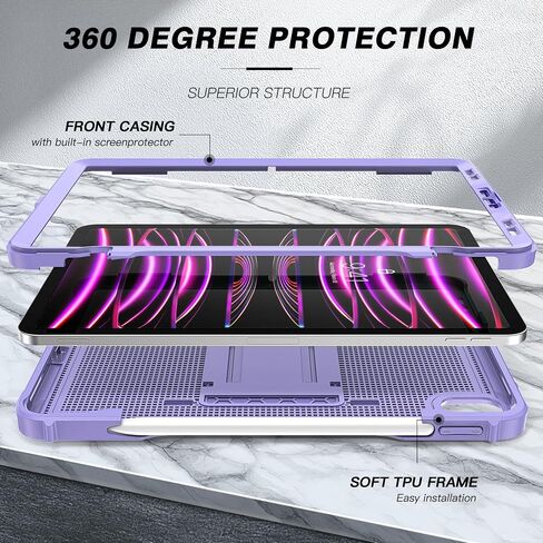 ZtotopCases for iPad Pro 11 Case 4th/3rd/2nd Generation 2022/2021/2020 with Pencil Holder, Full Body Protective Rugged Cover with Built-in Screen for iPad Pro 11 Inch iPad Case 4th/3rd/2nd Gen, Black in Saudi Arabia