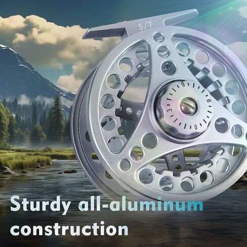 Large Arbor Fly Fishing Reel (3/5, 5/6, 7/8wt), Fly Reel and Pre-Loaded Line Combo, Precision Die Cast from Aluminum Alloy. in Saudi Arabia