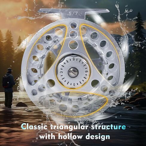 Large Arbor Fly Fishing Reel (3/5, 5/6, 7/8wt), Fly Reel and Pre-Loaded Line Combo, Precision Die Cast from Aluminum Alloy. in Saudi Arabia