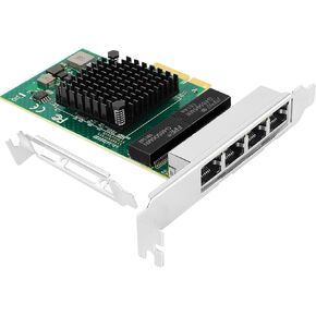 1Gb PCI-E NIC Network Card for Broadcom BCM5719-4P,10Mb/100Mb/1GbE Copper Quad RJ45 Ports, with Broadcom BCM5719 Chip,1GbE PCI Express 2.0 X1 Ethernet Adapter Support Windows/Linux/VMware