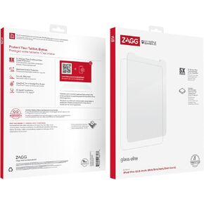 ZAGG InvisibleShield Glass Elite Screen Protector for iPad Pro 12.9 Inch (6th, 5th, 4th, 3rd Generation), 5X Stronger Scratch Protection, Anti-Fingerprint, Smooth Feel, Easy to Install - Clear