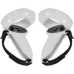 Touch Controller Grip Cover for 2 Anti-Throw Handle Silicone Protective Sleeve with Adjustable Wrist Knuckle Strap(Grey)
