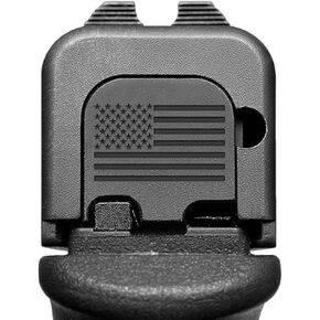 Milspin Slide Back Plate Compatible with Glock Gen 1-5 | American Flag | Veteran Made in USA I CNC Milled (Blacked Out (on Stainless Steel), Models G43 G43x G48)