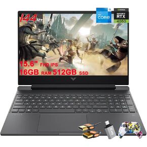 HP Victus Gaming Laptop 15.6" FHD IPS 144Hz Intel Octa-core i5-13420H (>i7-12650H) 16GB RAM 512GB SSD GeForce RTX 4050 6GB Backlit USB-C B&O Fast Charge Win11 w/ICP Accessory
