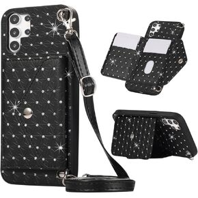 Phone Case for Samsung Galaxy S23 Ultra 5G Wallet Cover with Crossbody Shoulder Strap Stand Card Holder Credit Pocket Cell Accessories S23Ultra 23S S 23 23Ultra 6.8 inch Girls Women Brown