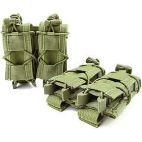 2PC Molle Pistol Mag Pouch, Open Top Double Handgun Magazines Holder with Molle Strap for 9mm/.40 Calibers 45acp Glock S&W M&P Or Springfield 1911 etc.