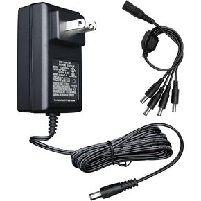 UL Listed 12V 2A 6ft AC Adapter, Regulated 12Volts 2000mA Power Supply Cord with 4-Way DC Power Splitter Cable for LED Strip Light, CCTV Camera, BT Speaker, Webcam, Router, DC 12V Transformer