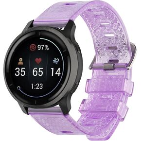 kwmobile Watch Band Compatible with Garmin 22mm vivoactive 4 / Venu 2 / Forerunner 255 - Band Translucent Glitter Replacement Strap - Violet/Transparent