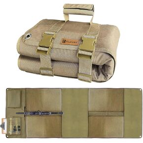 IC ICLOVER Shooting Mat, Tactical Prone Padded Shooting Mats, with 2 Pockets & Molle Webbings & Bipod Holder, Extra Large Non-Slip Waterproof Foldable Pad Blanket for Long Range Rifle Shooting Hunting