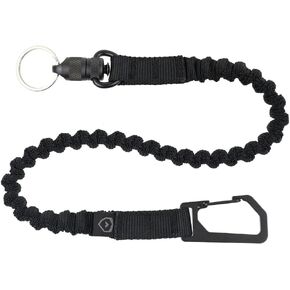 Trayvax Link Lanyard Keychain, Quick Release Stretch Carabiner Key Chain for Men and Women, Bungee Nylon, 25 Inch, Black