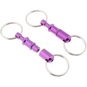 2Pcs/Set Quick Release Keychain Pull-Apart Removable Keyring with Two Heavy Duty Split Rings Key Accessories(Purple), 80mm/3.15;