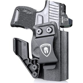 P365 Holster with 1.75 Steel Clip, IWB Kydex Claw & Optic Cut Fits: Sig P365 / P365X / P365XL / P365 SAS Pistol, Inside The Waistband Conceal Carry, Adj. Cant & Retention, Right