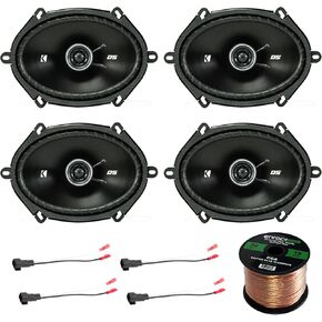 4x Kicker D-Series 6x8" 200 Watt 2-Way 4-Ohm Car Coaxial Speakers, 4X Enrock 16 Gauge Speaker Harness Adapter W/ Red Bullet for Select Ford Vehicles 1998-UP, Enrock Audio 16-Gauge 50 Foot Speaker Wire
