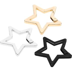 3 Pcs Star Keychain Clip Stainless Steel Carabiner Snap Key Holder Hook Cute Charm Clasp Rings for Wallet Waist Strap Car Camping Fishing Hiking Outdoor Dance Accessories