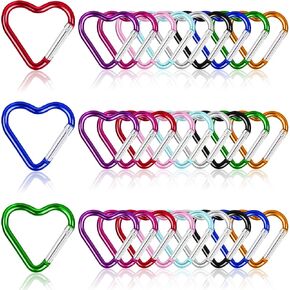 30pcs Heart Carabiner Clip, Alloy Heart Shape Hanging Keychain Clip, Cute Aluminum Carabiner Clip for Hiking Backpack, Car Charms, Purse Bling