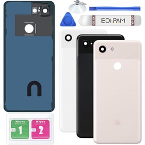 Back Cover Glass for Google Pixel 3 Rear Housing Replacement with Camera Lens + Repair Tool Kit Genuine Rear Glass (Black)
