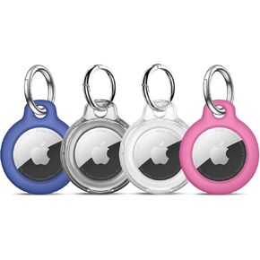 4 Pack Airtag Keychain, PC Material Airtag Holder for Apple Airtag Tracker, Hard Shell and Shockproof Airtag Case Suitable for Wallets,Keys,Pets,and More Valuables (4 Colors)…