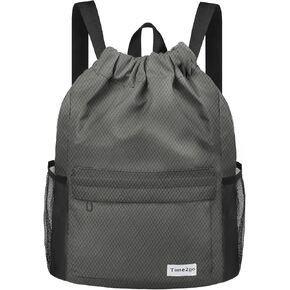 Time2go Drawstring Backpack Sports Gym Sackpack with Mesh Pockets Water-Resistant String Cinch Beach Bag for Men Women(Gradient Gray) in Kuwait