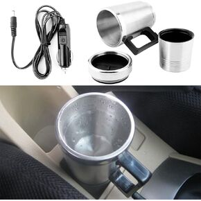 Travel Kettle, 350ml 150ml 12V Kettle Portable Electric Car Kettle, Stainless Steel Car Coffee Mug Kettle Pot Heated Water Cup for Car with 12V Cigarette Lighter
