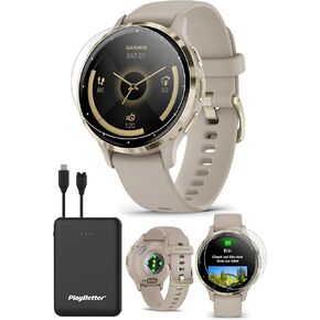 PlayBetter Garmin Venu 3 (Slate/Black) Fitness GPS Smartwatch Bundle - AMOLED Touchscreen, 10 Days Battery, Sleep & Recovery - Includes HD Screen Protectors & Portable Charger