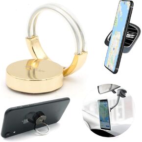 AirFly Phone Finger Ring Holder, 4 in 1, Universal Metal Phone Ring, Table Stand Kickstand, Car Vent Mount, Finger Grip Compatible All Smartphones (Rose)