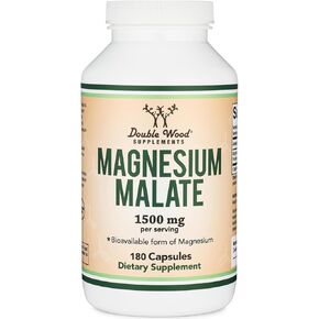 Magnesium Malate Capsules (420 Count) - 1,500mg Per Serving (Magnesium Bonded to Malic Acid), Third Party Tested, Vegan Friendly, Gluten Free, Manufactured in The USA by Double Wood Supplements