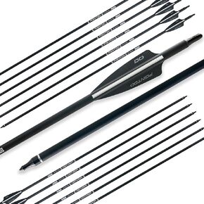 28"/30"/32inch Carbon Arrow Practice Hunting Arrows with Removable Tips for Compound & Recurve Bow(Pack of 12)