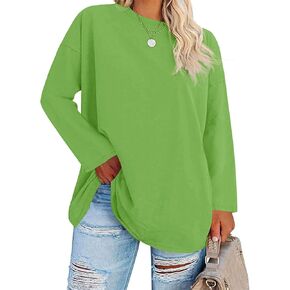 Women's Plus Size Tops Long Sleeve Crew Neck Oversized T Shirts Loose Casual Tunics