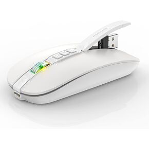 Slim Multifunctional Bluetooth Mouse with Multiple Buttons for Desktop Display/One Click Mute, Wireless Travel Mouse with RGB Lights for MacBook/pc/iPad/Laptop (Gray)