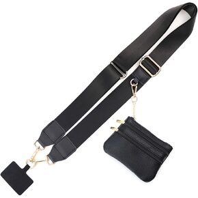 Clip and Go Strap for Phone with Wallet Crossbody,Phone Wristband,New Phone Strap with Card Holder,Adjustable Phone Crossbody Strap,White Pattern