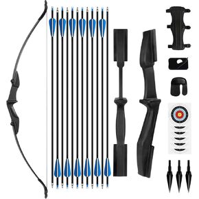 Recurve Bow and Arrow Set，Takedown Recurve Bows Archery for Adults Left and Right Hands 40lbs Longbow Outdoor Hunting and Target Practice