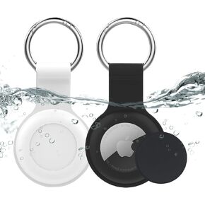 حامل AirTag مقاوم للماء 4 عبوات، سلسلة مفاتيح Airtag من السيليكون الناعم مقاومة للماء متوافقة مع علامة Apple Air Tag، حامل حافظة AirTag واقٍ لكامل الجسم مضاد للخدش لطوق الكلاب والقطط والأمتعة والمفاتيح