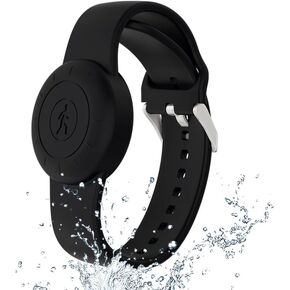 Waterproof Air Tag Bracelet for Kids, Silicone AirTag Wristband Hidden Holder Case Compatible with Apple Airtag, Anti-Lost Adjustable Airtag Strap for Child Elder (4 Pack, Black&Navy&Pink & Purple)