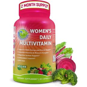 Vegan Whole Food Multivitamin Without Iron, Daily Multivitamin for Women and Men, Made with Fruits & Vegetables, B-Complex, Probiotics, Enzymes, CoQ10, Omegas, Turmeric, Non-GMO, 90 Count