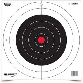 BIRCHWOOD CASEY 12" Eze-Scorer Bull's-Eye Practice Shoot-Up Brilliant White Paper Targets for Indoor and Outdoor Use, 13 Targets