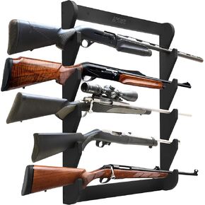 GoSports Outdoors Wall Mounted Firearm Display Rack - Holds 5 Rifles or Shotguns - Choose Your Style